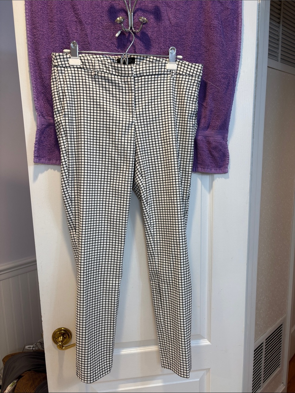 Rachel Zoe Black & White Checked Straight Leg Pants